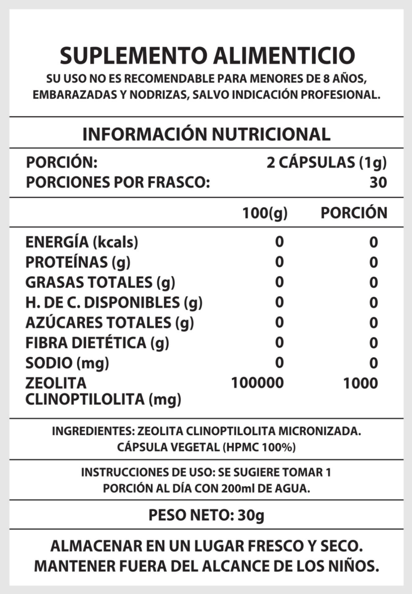 ZEOLITA 1000MG 60CAPS